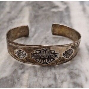Vtg Harley Davidson Sterling Silver Cuff Bracelet Made In Mexico Biker 20 Grams